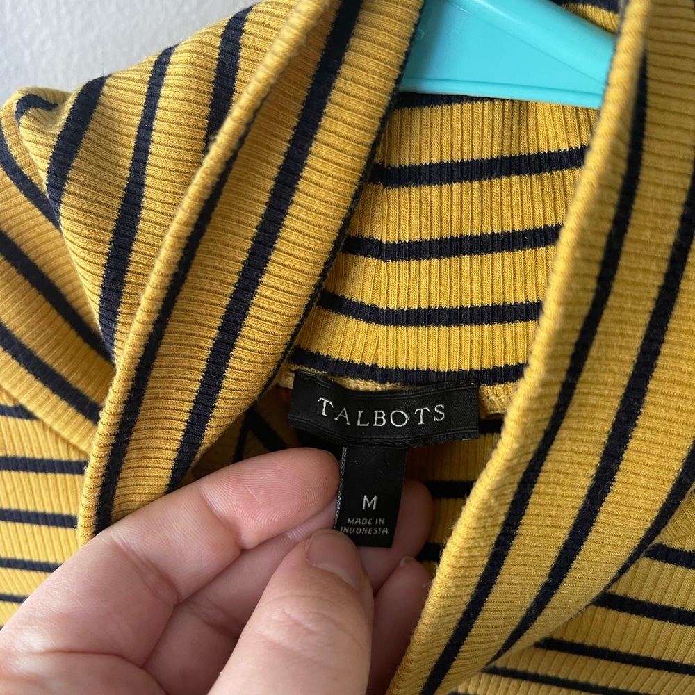 Talbots Yellow & Black Striped Turtleneck Sweater
Medium - New without tags! - Picture 7 of 8